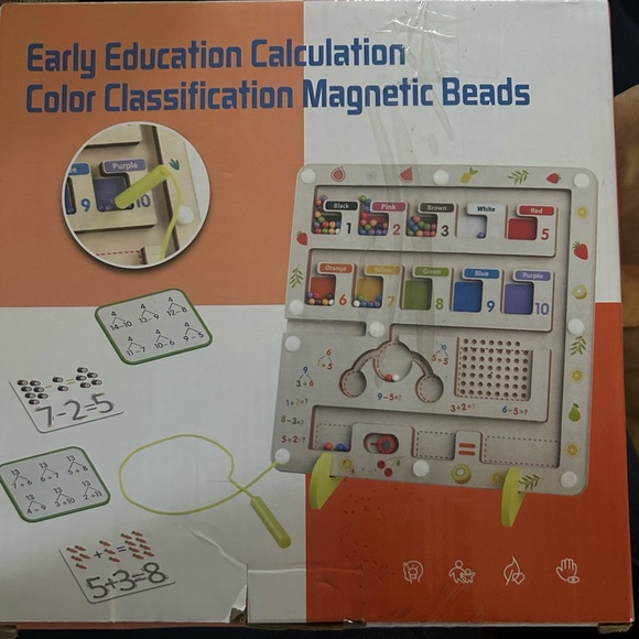 Wooden Number🔢Puzzle🧩Board w Beads🧮Counting Matching Game - Picture 2 of 9